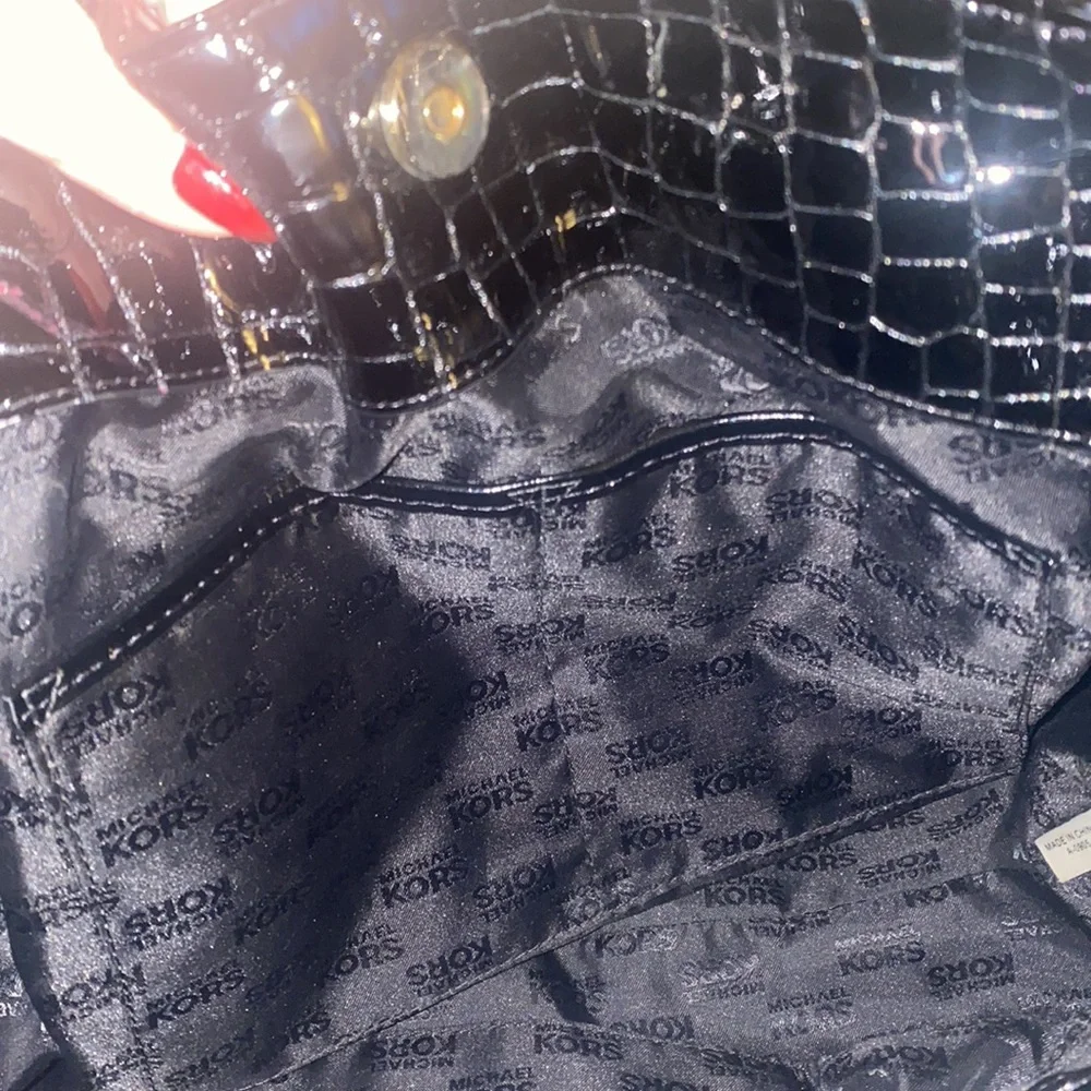 Michael Kors Black Crocodile-Embossed Satchel - Picture 7 of 7